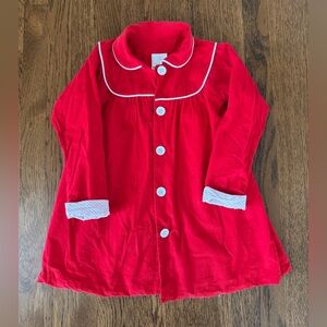 Little English Red Cord Button-Up Coat with White Trim